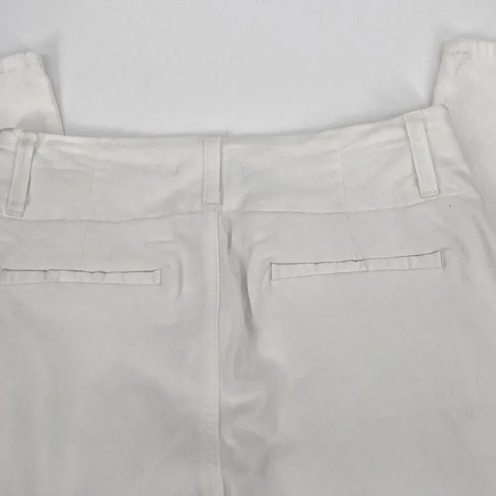 Alice + Olivia High-Rise Pleated Front Stretch Tapered Jeans Cropped Pants White